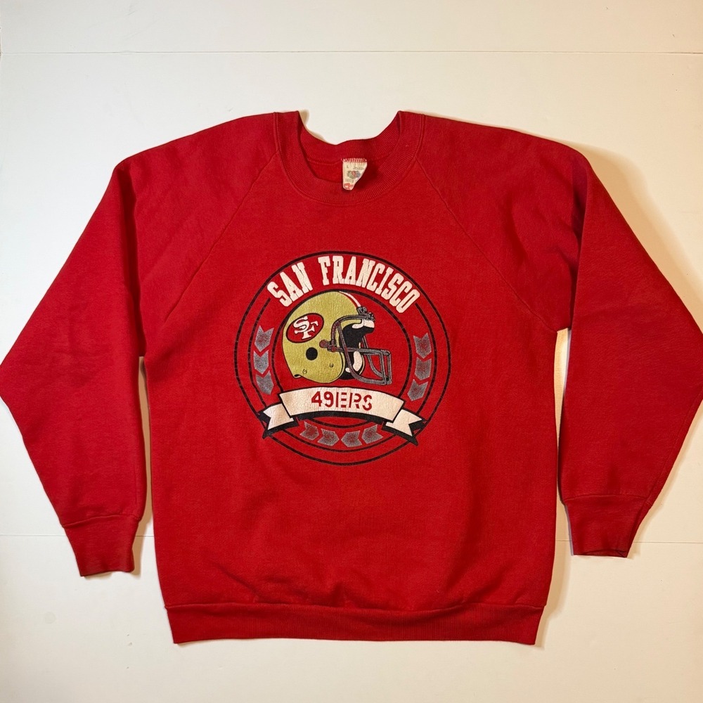 Vintage San Francisco 49ers Sweatshirt Large Fruit of the Loom Red USA Made NFL